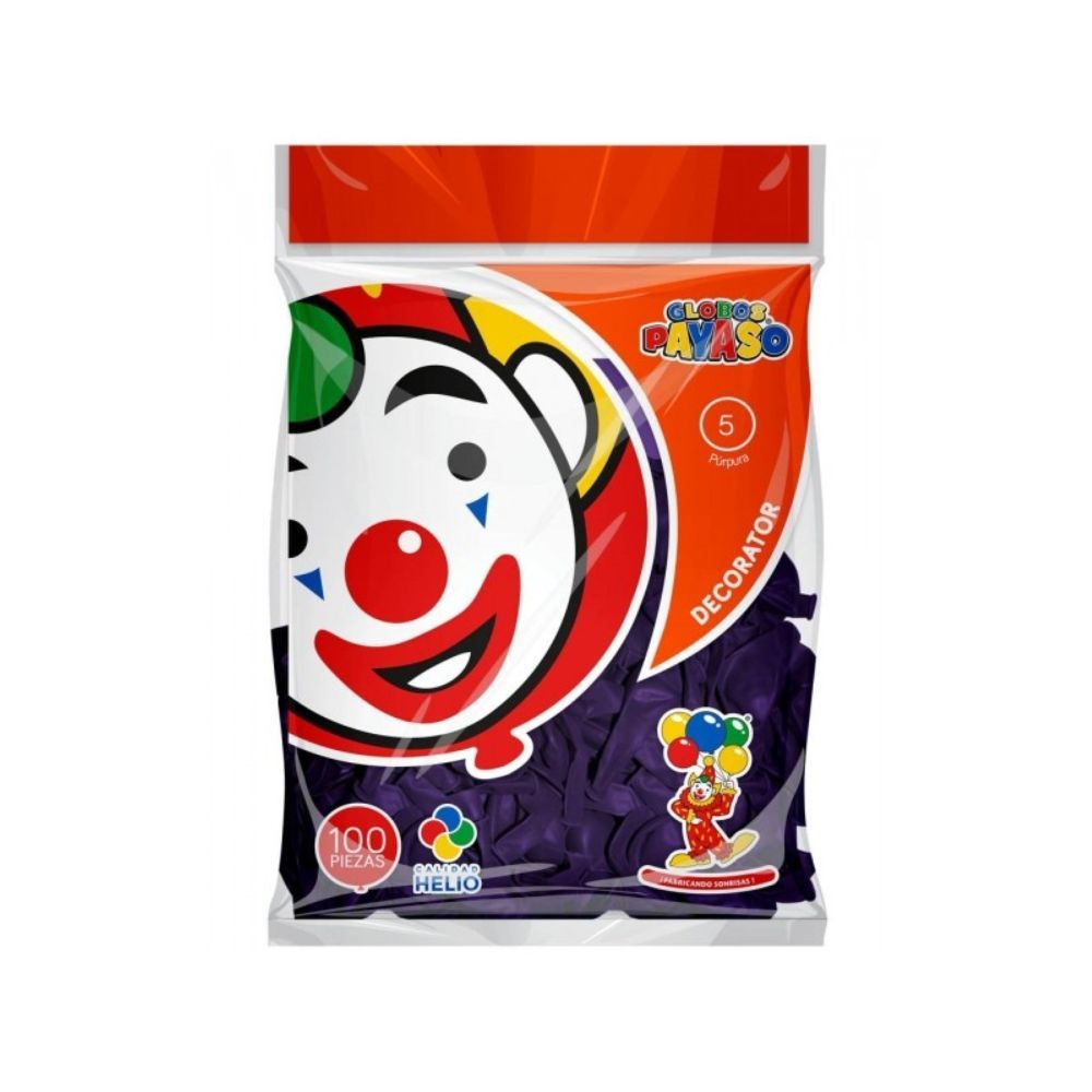 [7501060400272] GLOBO DEC.BOLSA 100PZA #5 PURPURA