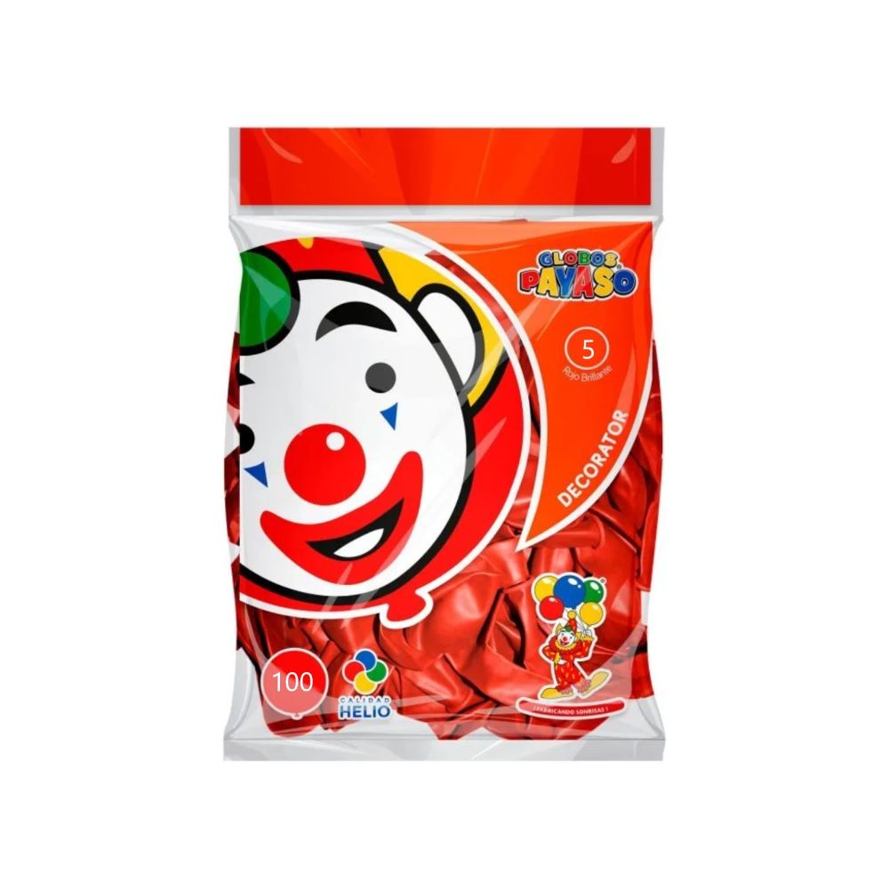 [7501060400289] GLOBO DEC.BOLSA 100PZA #5 ROJO BRILLANTE