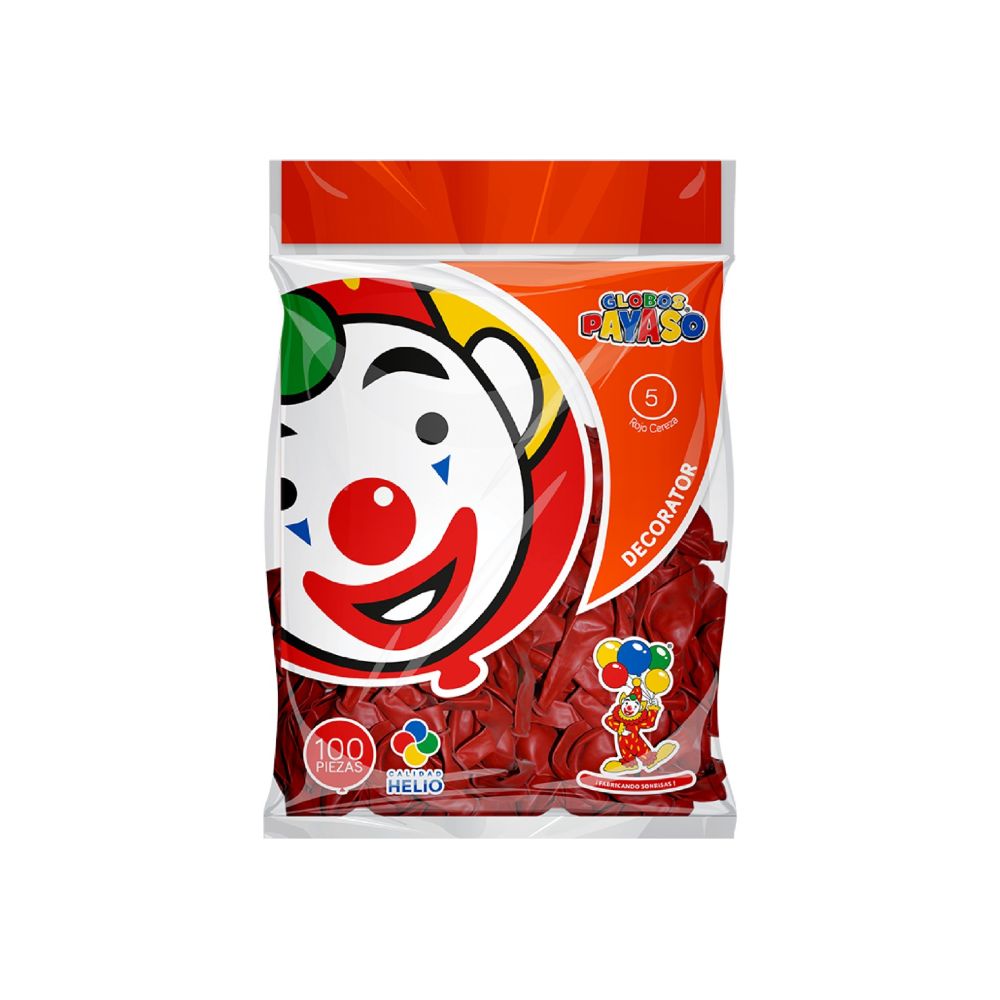 GLOBO DEC.BOLSA 100PZA #5 ROJO CEREZA