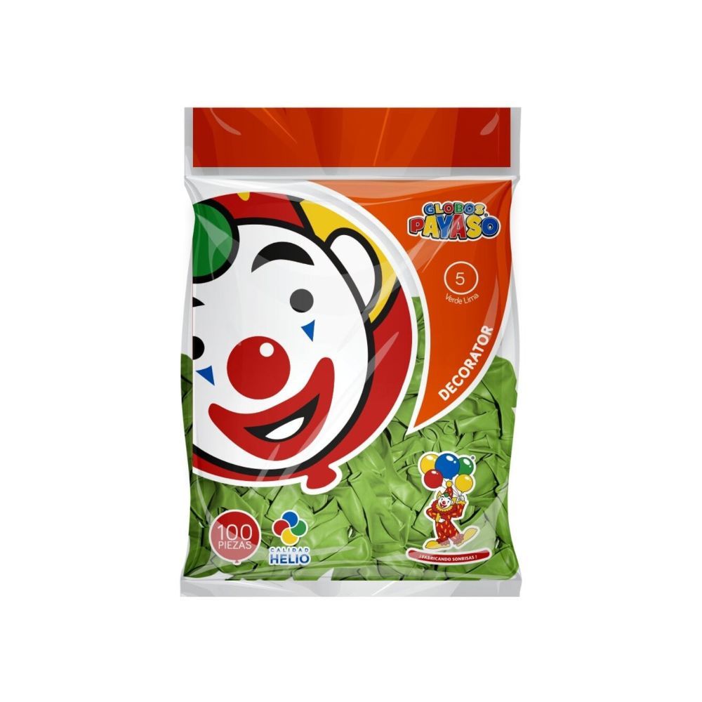 [7501060416150] GLOBO DEC.BOLSA 100PZA #5 VERDE LIMA