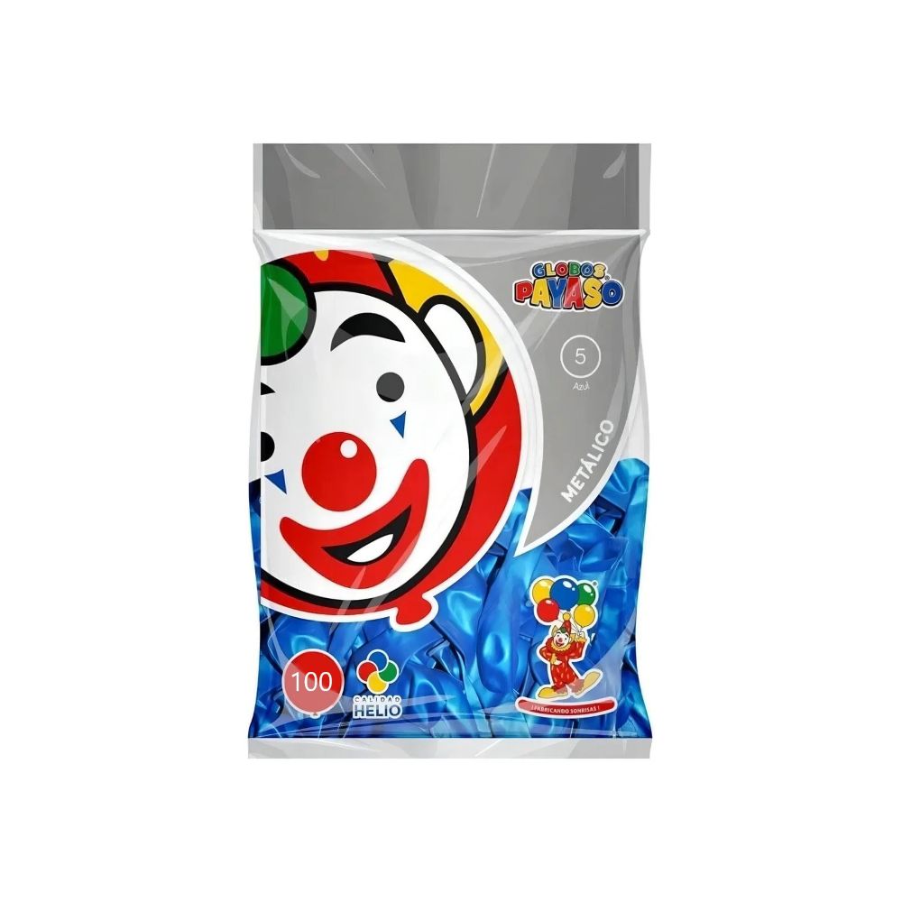 GLOBO METAL BOLSA 100 PZA #5 AZUL