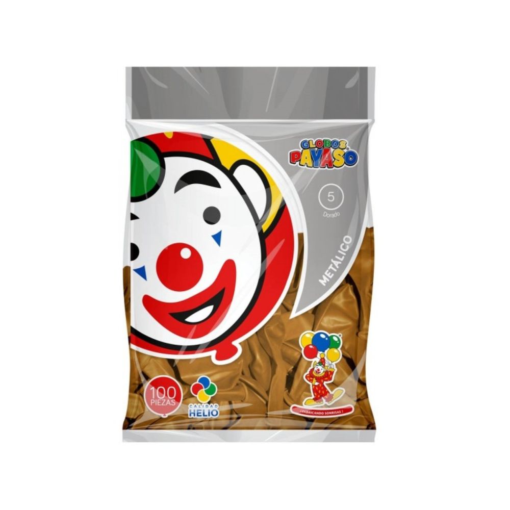 GLOBO METAL BOLSA 100 PZA #5 DORADO