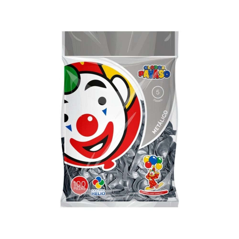 GLOBO METAL BOLSA 100 PZA #5 PLATEADO