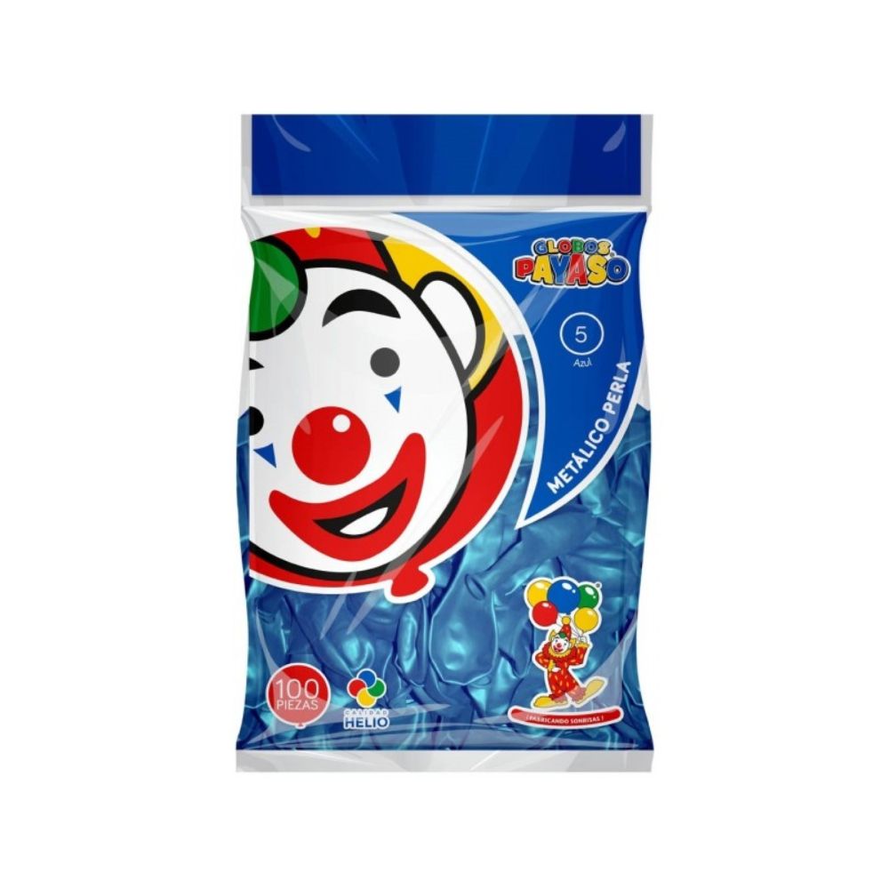GLOBO METAL BOLSA 100 PZA #5 PERLA AZUL