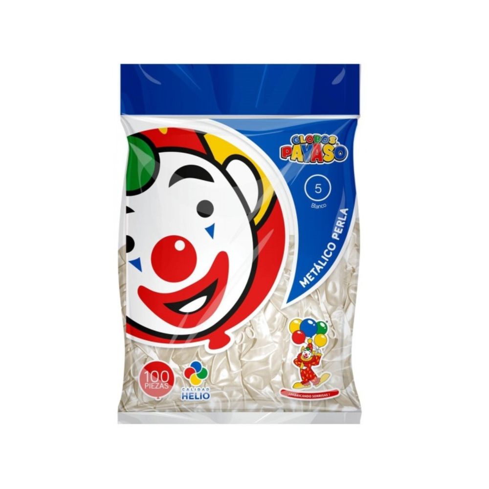 GLOBO METAL BOLSA 100 PZA #5 PERLA BLANCO