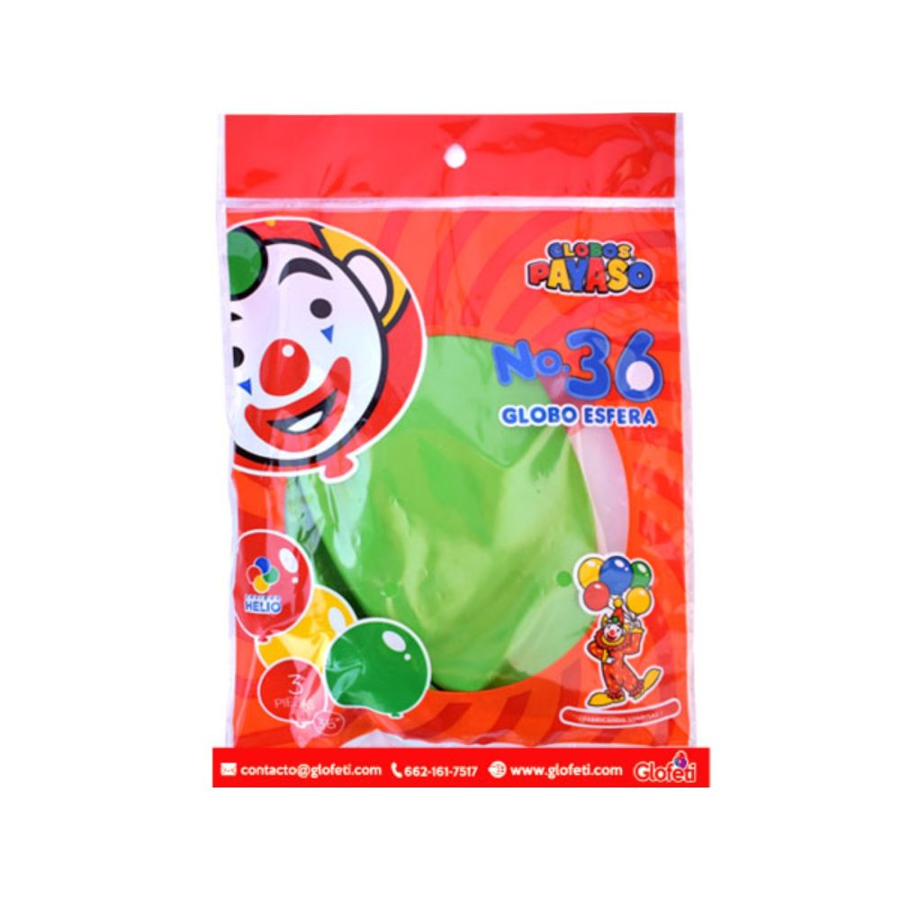 [7501060430330] GLOBO DEC.BOLSA 3PZS #36 VERDE LIMA