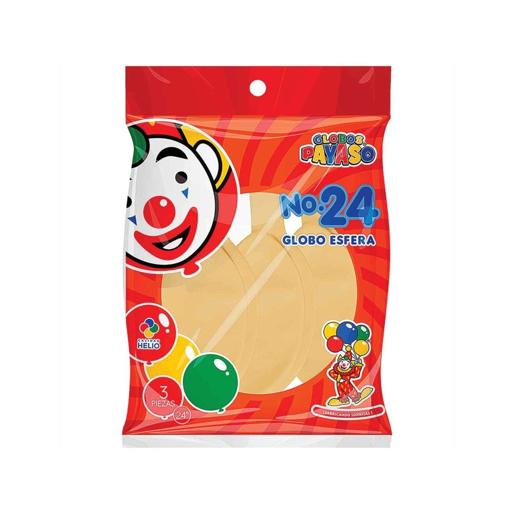 GLOBO PAYASO BOLSA NO.24 TRANSPARENTE  C/3PZAS