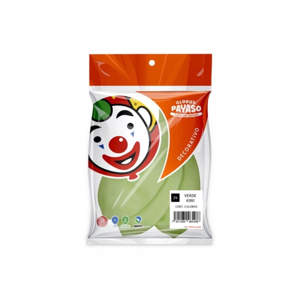 [FAB465486] GLOBO PAYASO DECORATIVO VERDE KIWI #24 /3PZ