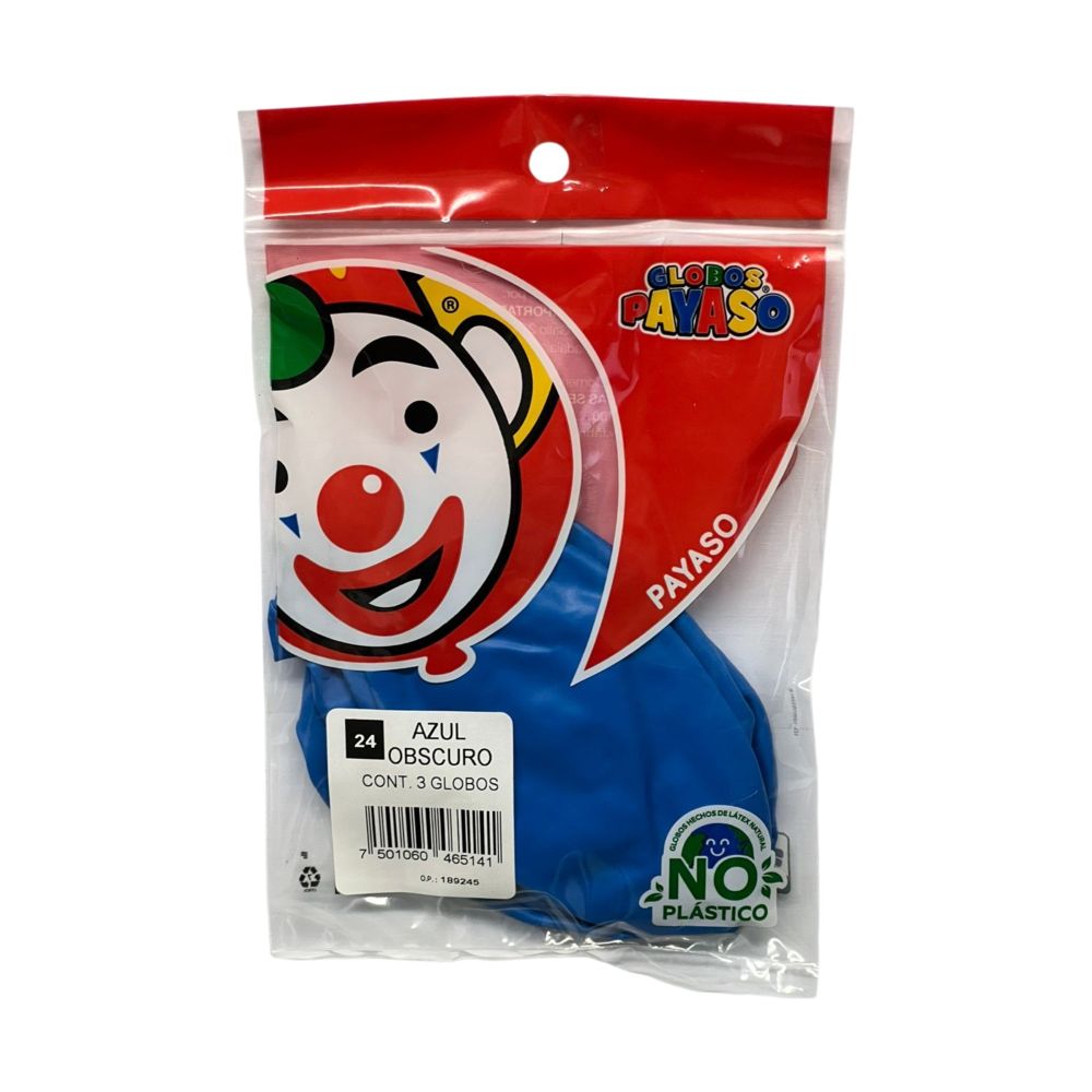 [FAB465141] GLOBO PAYASO PASTEL AZUL OBSCURO #24 C/3PZ