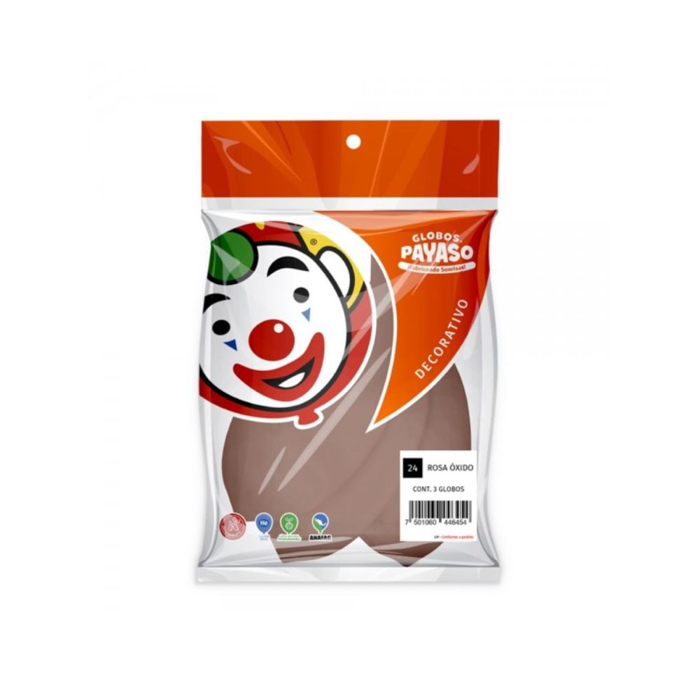 GLOBO PAYASO VINTAGE ROSA OXIDO #24 C/3PZ