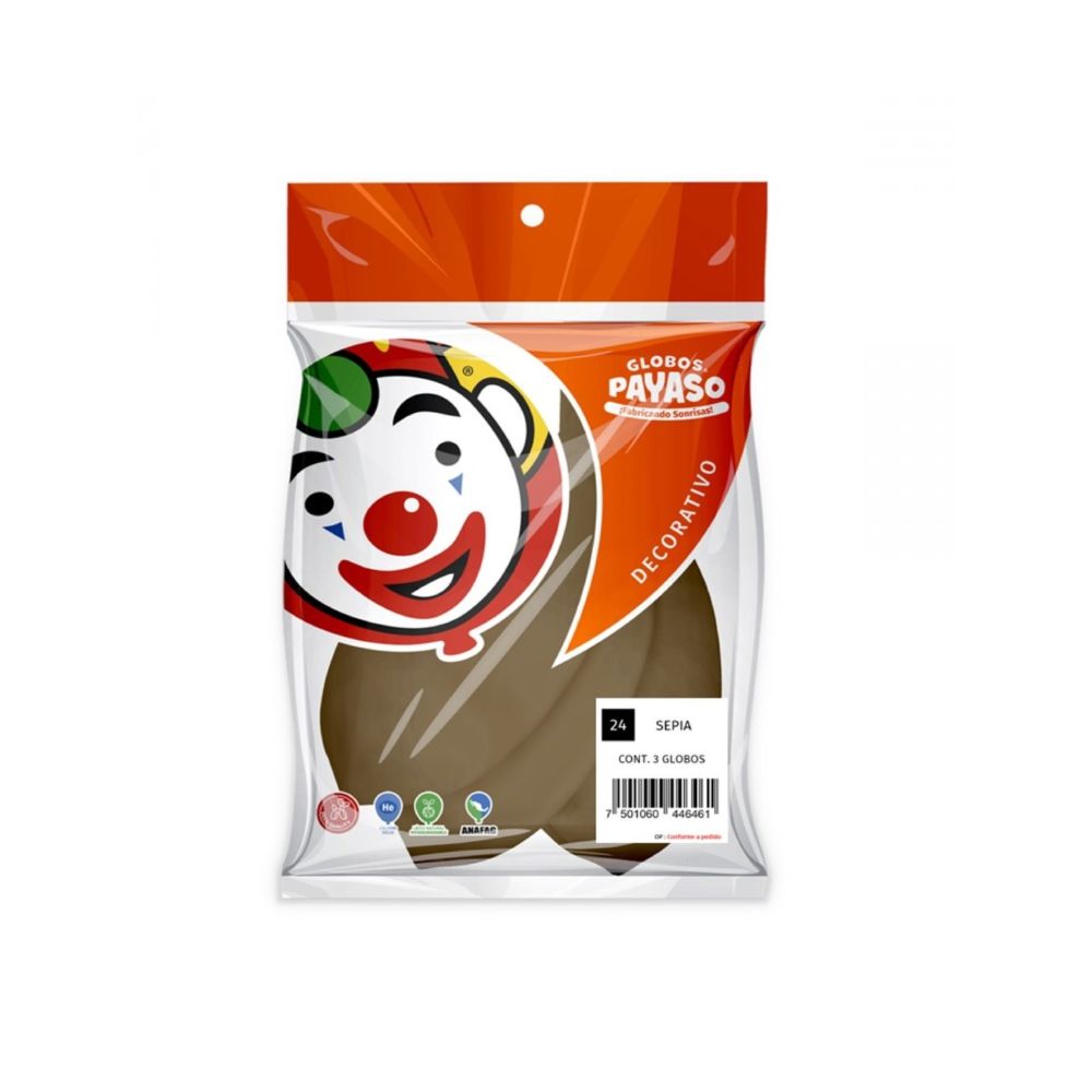 [FAB446461] GLOBO PAYASO VINTAGE SEPIA #24 C/3PZ