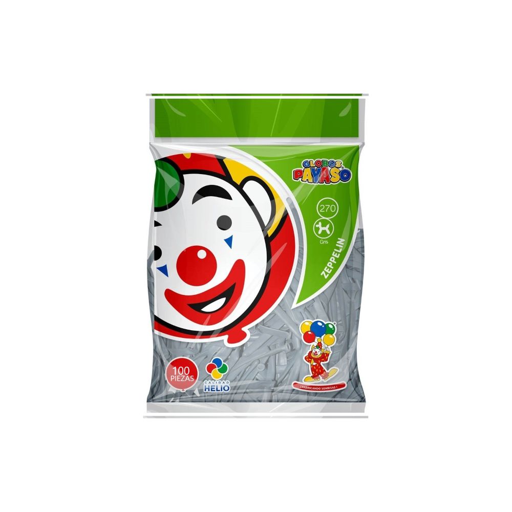 GLO PAYASO ZEPPELIN DECORATIVO GRIS #270 C/100