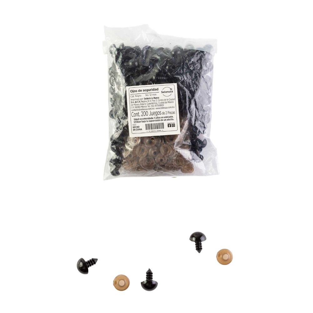 [SEDIMPOJO057] OJO DE SEGURIDAD NEGRO 12MM PAR