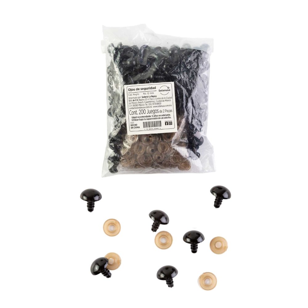 [SEDIMPOJO058] OJO DE SEGURIDAD NEGRO 14MM PAR