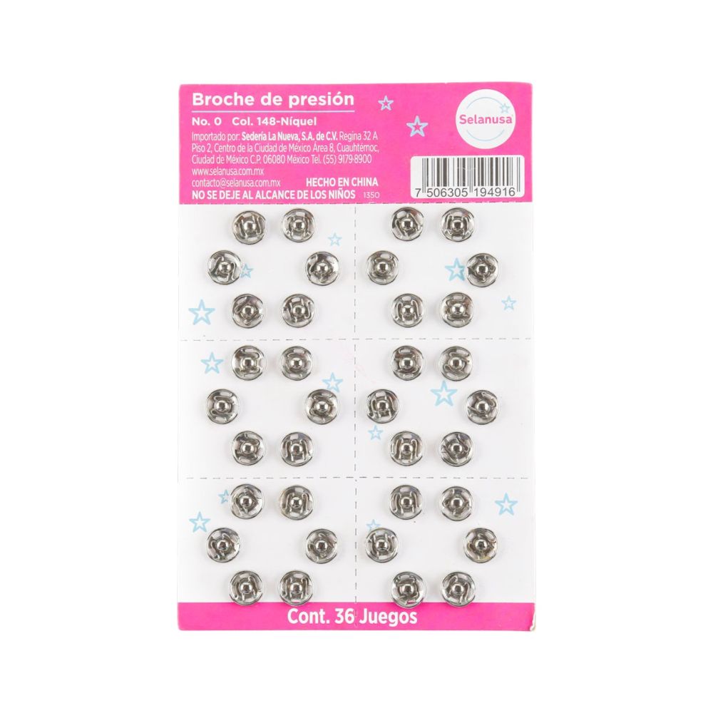BROCHE DE PRESION NO.0 C/36 JUEGOS