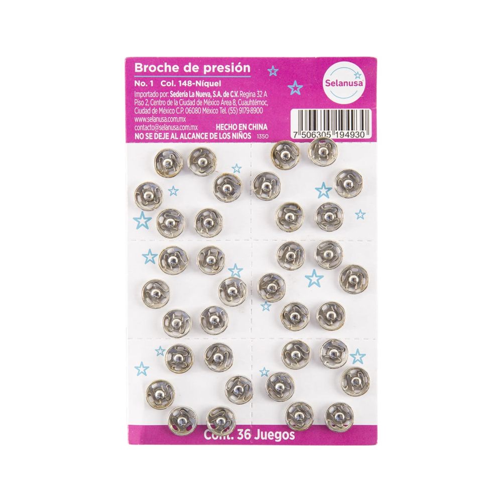BROCHE DE PRESION NO.1 C/36 JUEGOS