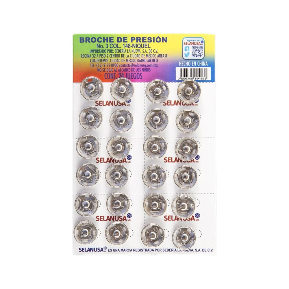BROCHE DE PRESION NO.3 C/24JUEGOS