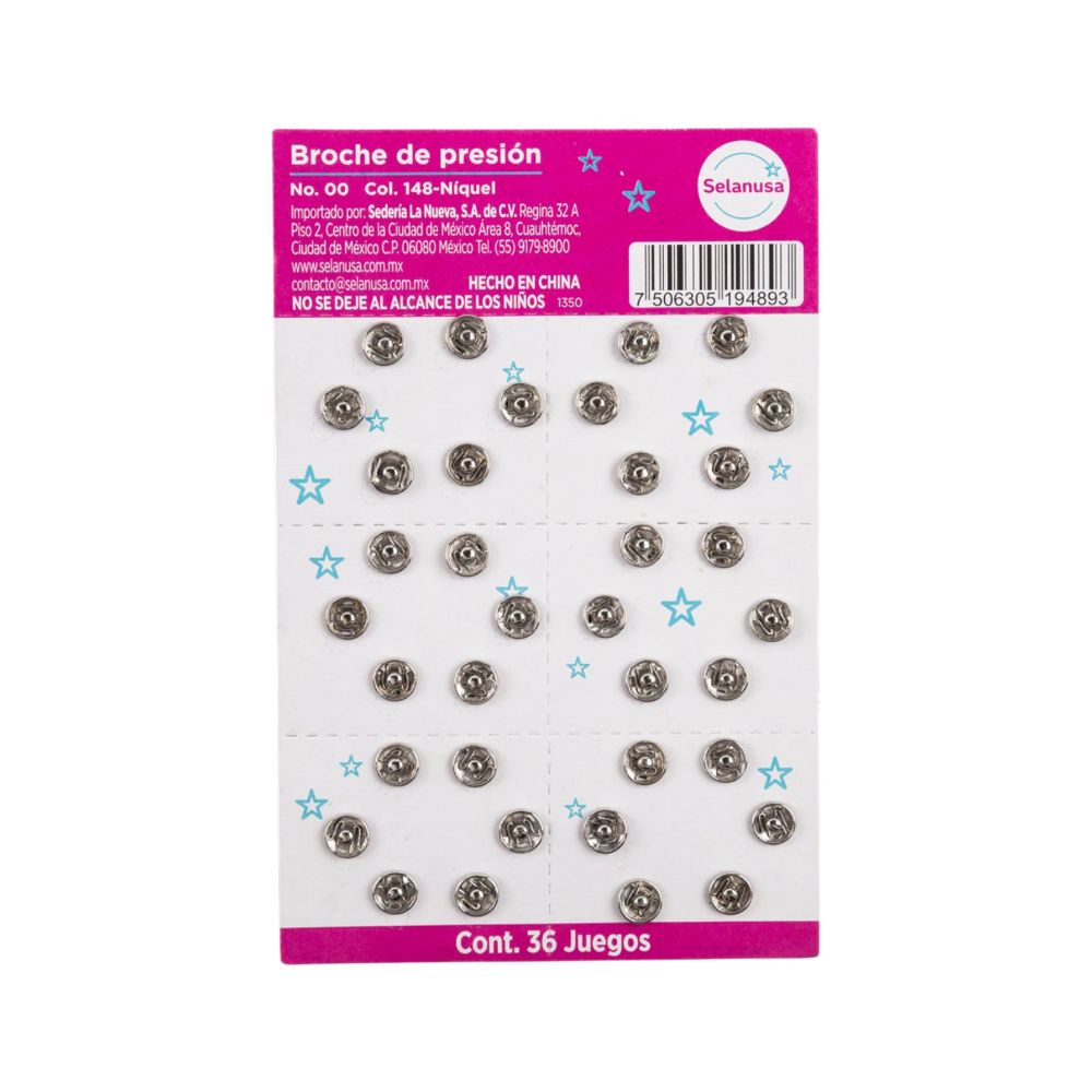 BROCHE DE PRESION NO.00 C/36 JUEGOS