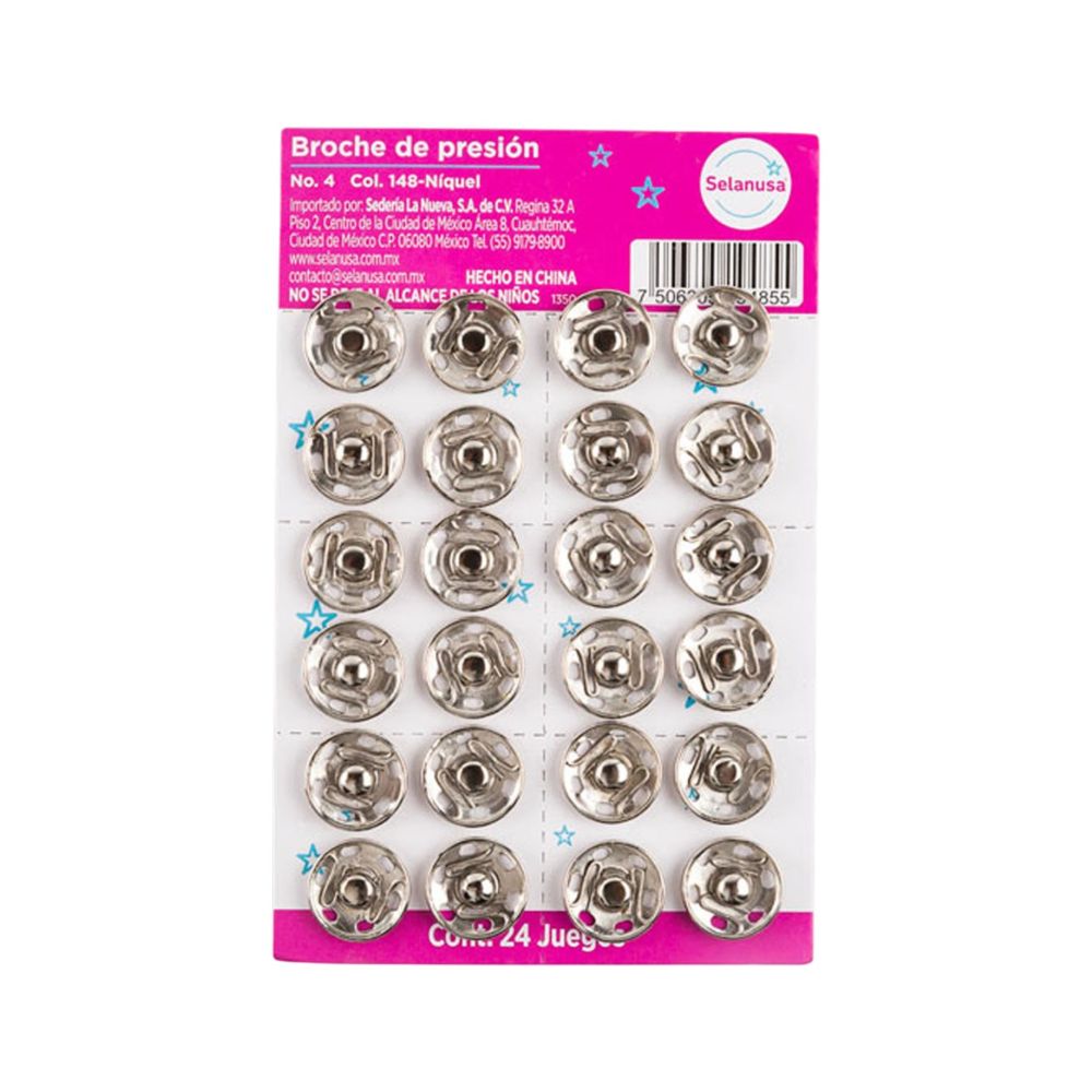 BROCHE DE PRESION NO.4 C/24JUEGOS