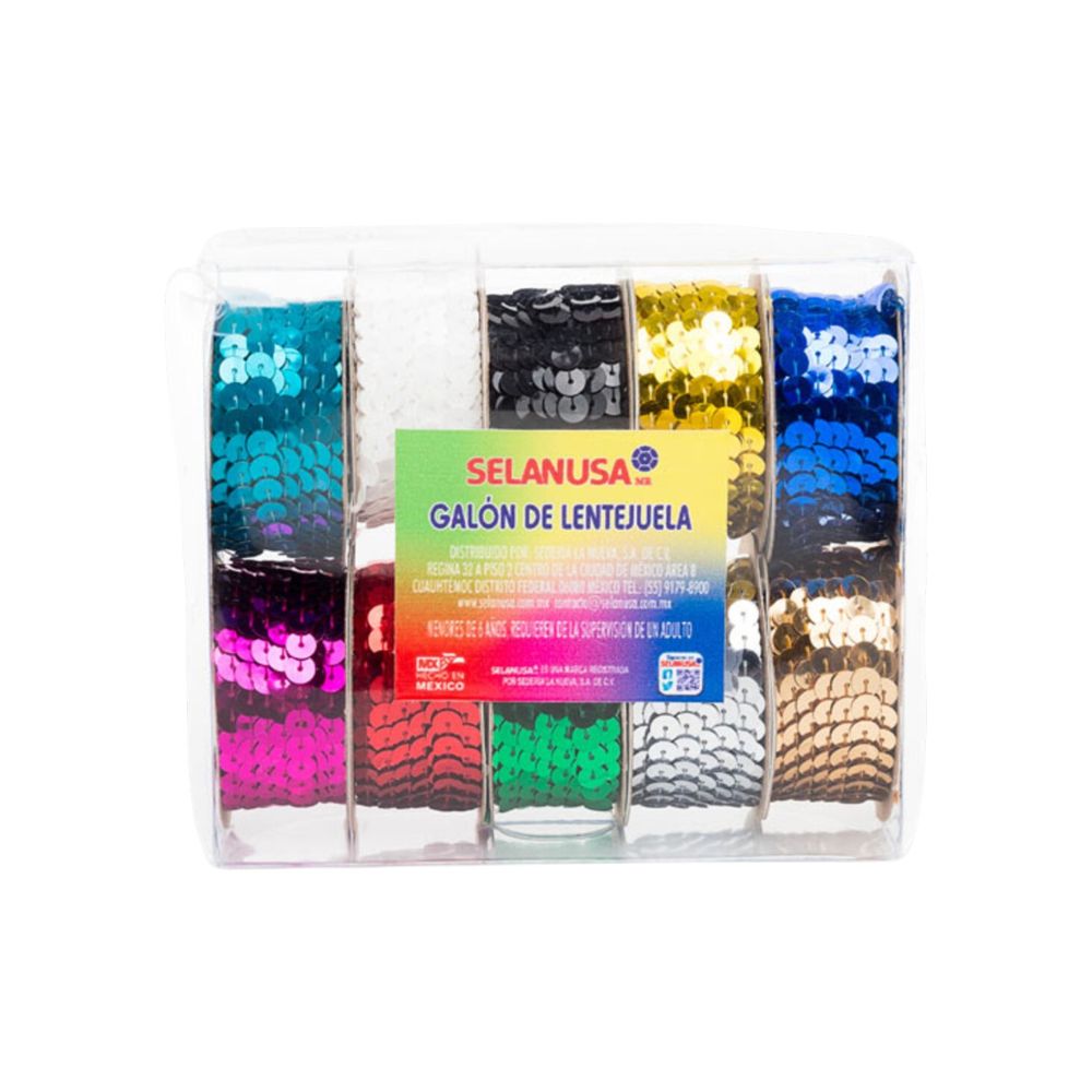 GALON DE LENTEJUELA MET C/10 ROLLOS C/10MT 6MM