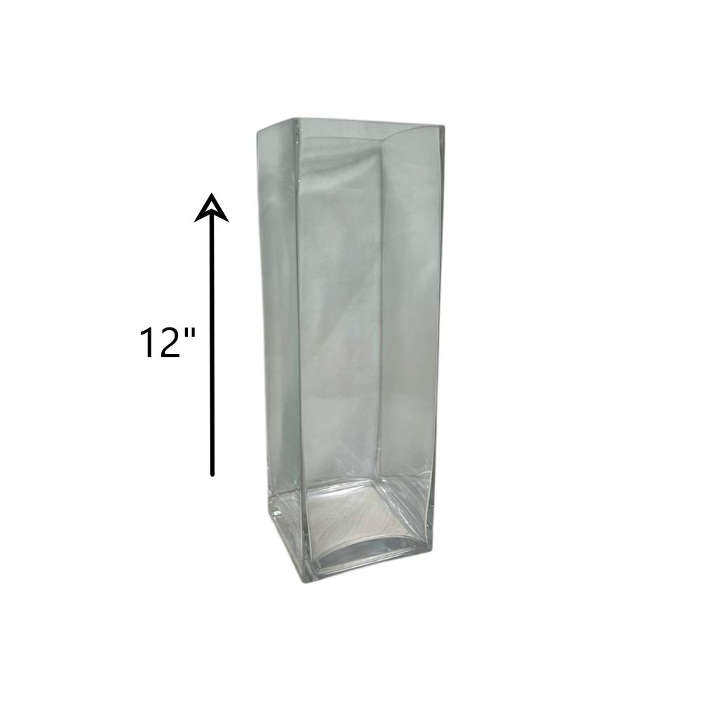VIDRIO FLORERO CUADRADO 12"