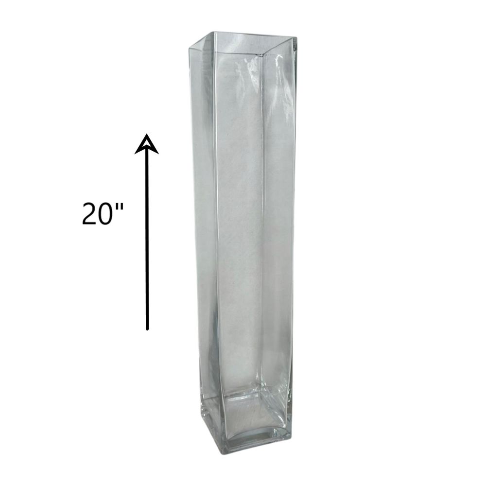 VIDRIO FLORERO NATURALS CUADRADO GRANDE 20"