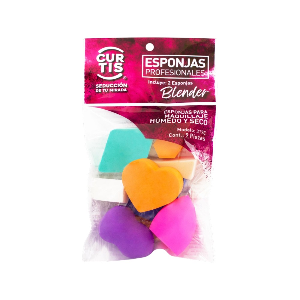 [CUR317C] ESPONJA COSMETICA SURTIDA C/9PZ