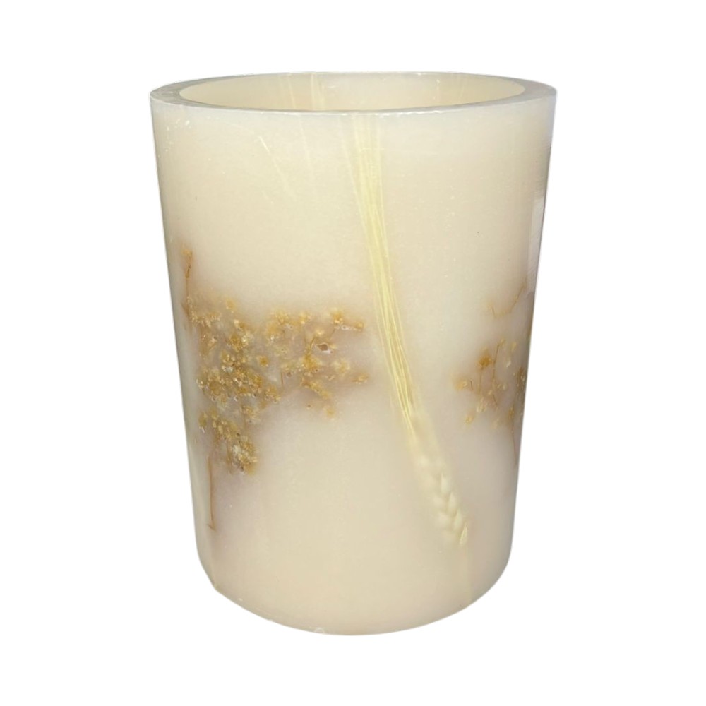 PANTALLA CILINDRIA GDE CON TRIGO CREMA
