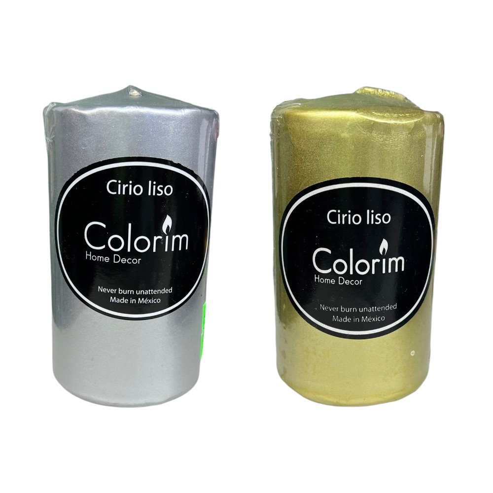 VELA CIRIO METALICO 5.5X10 ORO Y PLATA