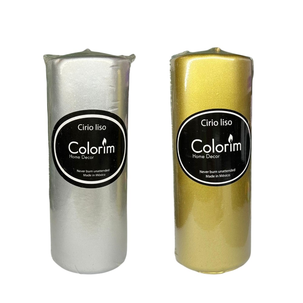 VELA CIRIO METALICO 5.5X15 ORO Y PLATA
