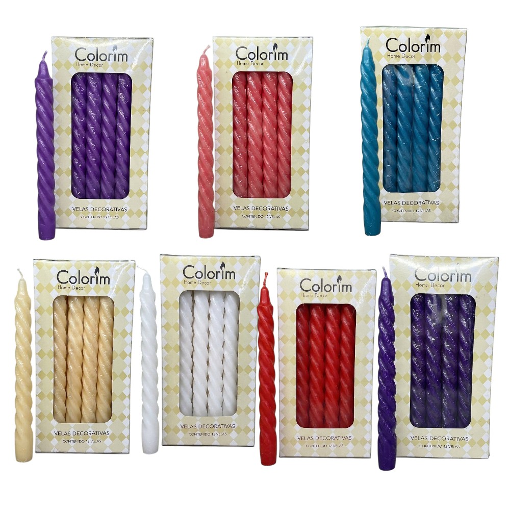 VELA ESPIRAL COLORIM  V/COLORES CAJA C/12 PZAS.