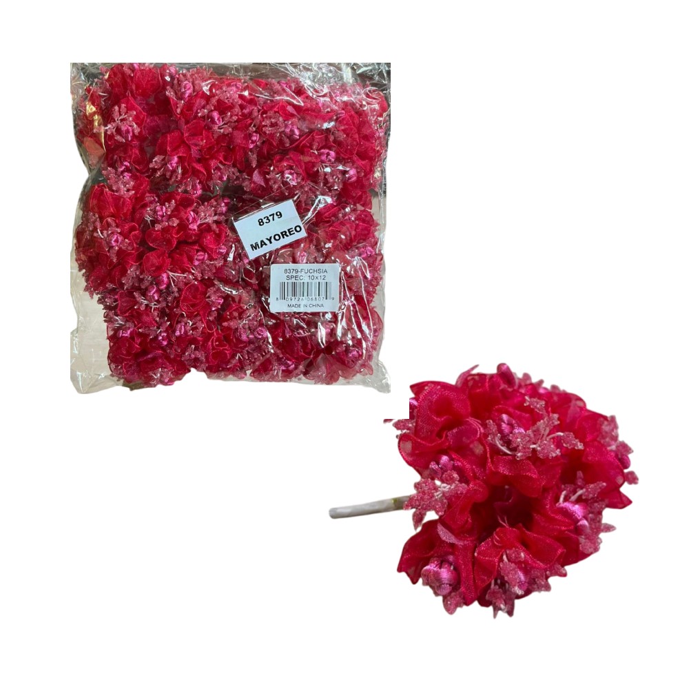 FLOR DE ORGANZA 10X12 1 RAMO C/6FLS