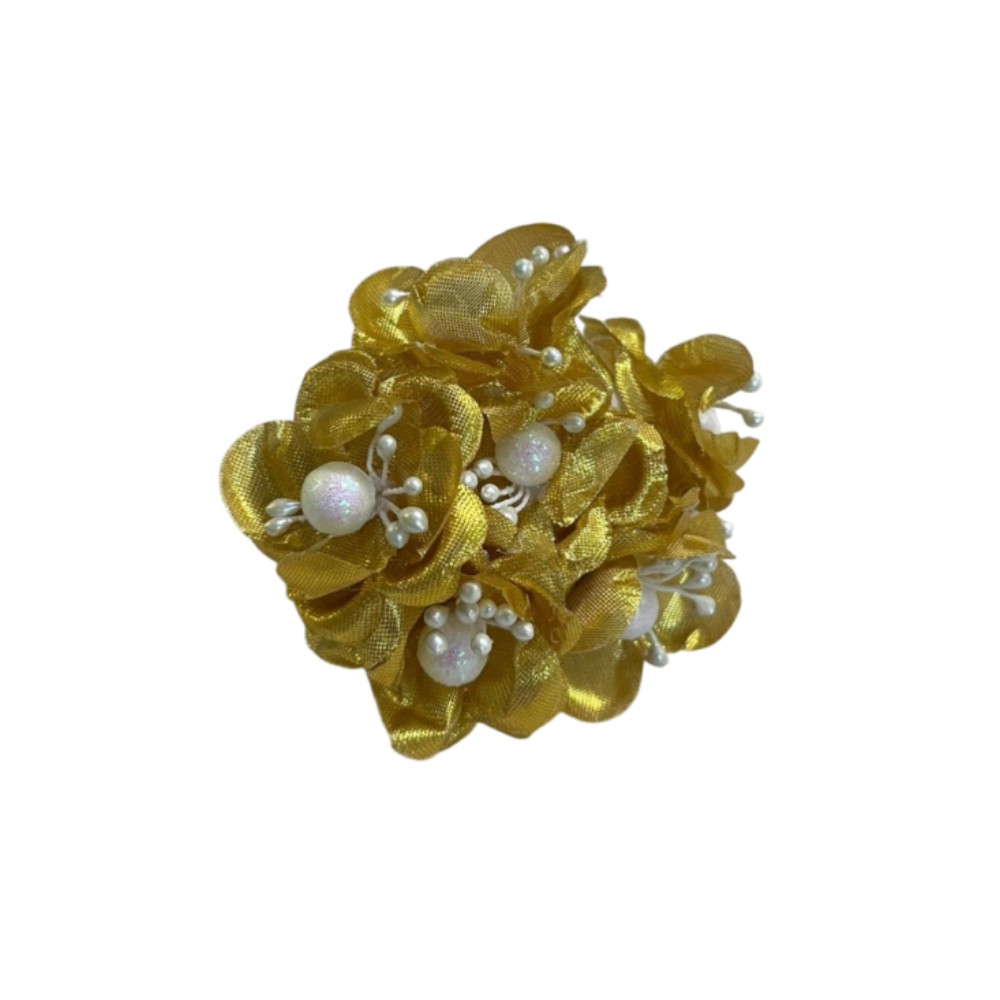 FLOR TELA C/PERLAS 1 RAMO C/6FLS