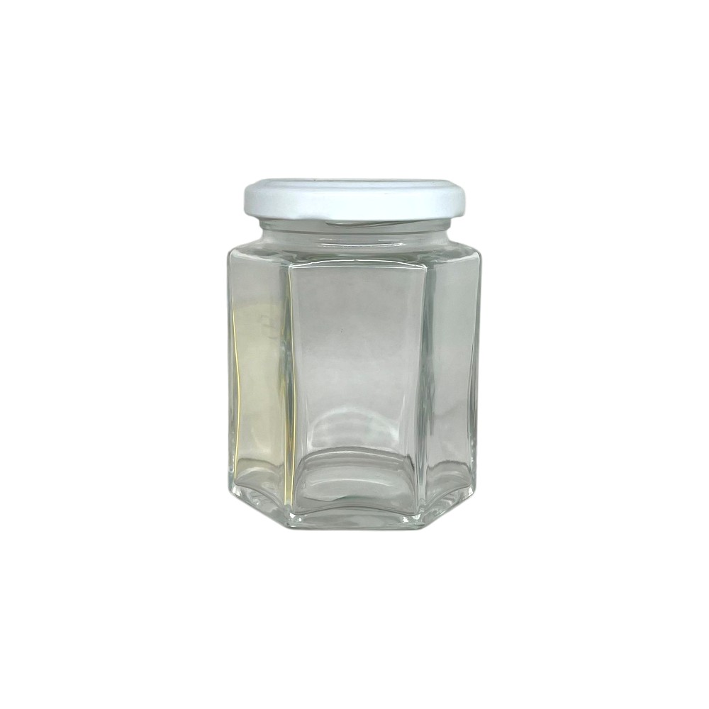 VIDRIO TARRO HEXAGONAL 190ML