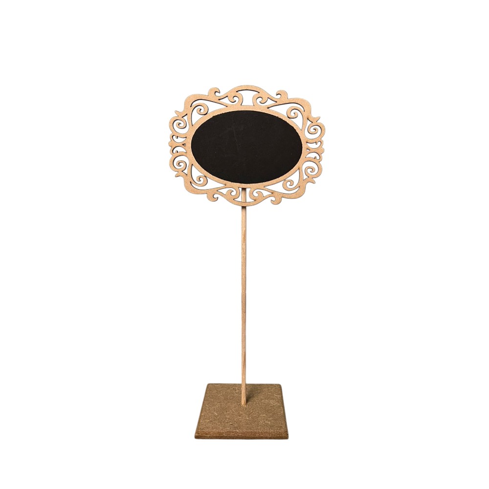 [RIC181016] PIZARRON OVALADO C/PALO Y BASE 16 CM