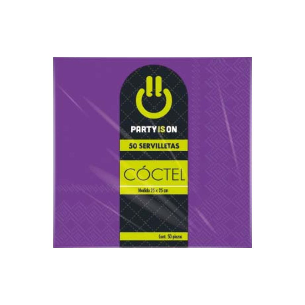 [602160] SERVILLETA COCTEL PAQ. C/50 PZS V/COLORES PARTY IS ON