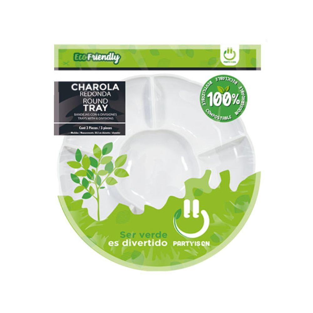 [FAB427816] CHAROLA PARTY IS ON REDONDA DE V/COLORES C/6PZAS