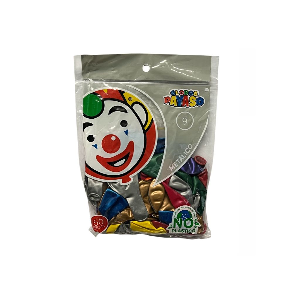 [1010001014095] GLOBO METAL BOLSA 50 PZA #9 V. COL.