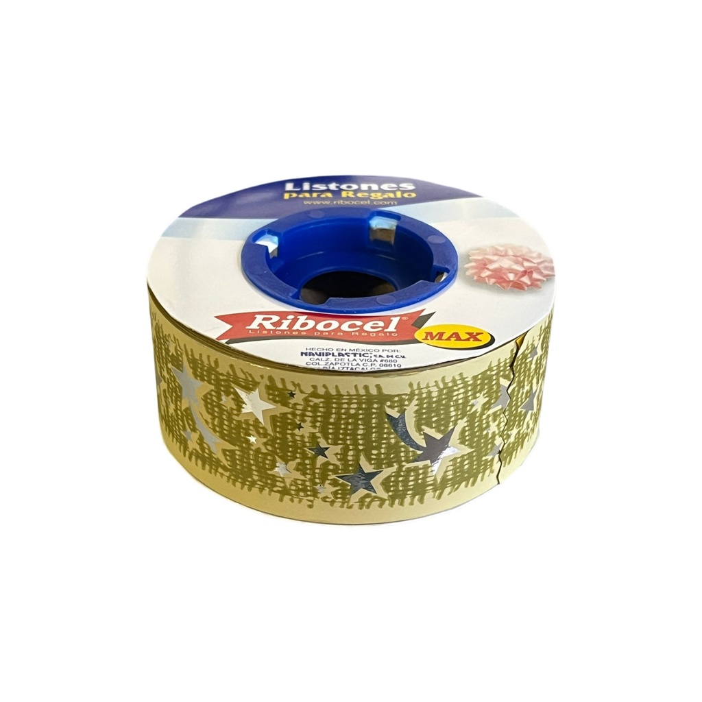 [7501012100229] LISTON RIBOCEL METALICO MATIZADO ESTRELLAS NO.9 40MX35M