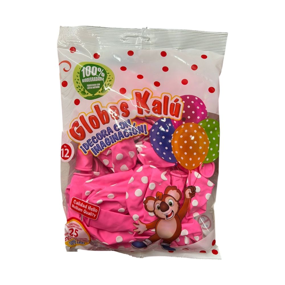 [7502322470170] GLOBO KALU ROSA BEBE PUNTOS #12 C/25 PZAS