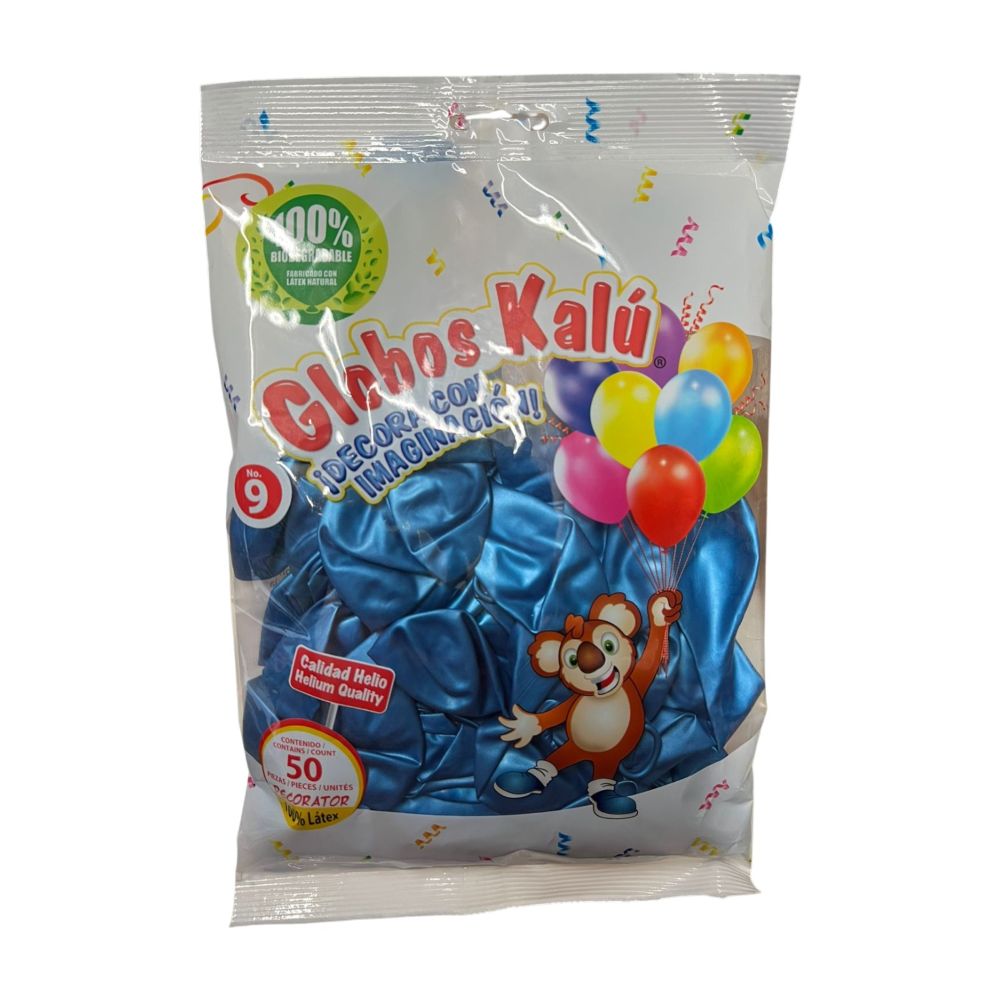 [7502322470460] GLOBO KALU AZUL REY CROMO METALICO #9 C/50PZAS