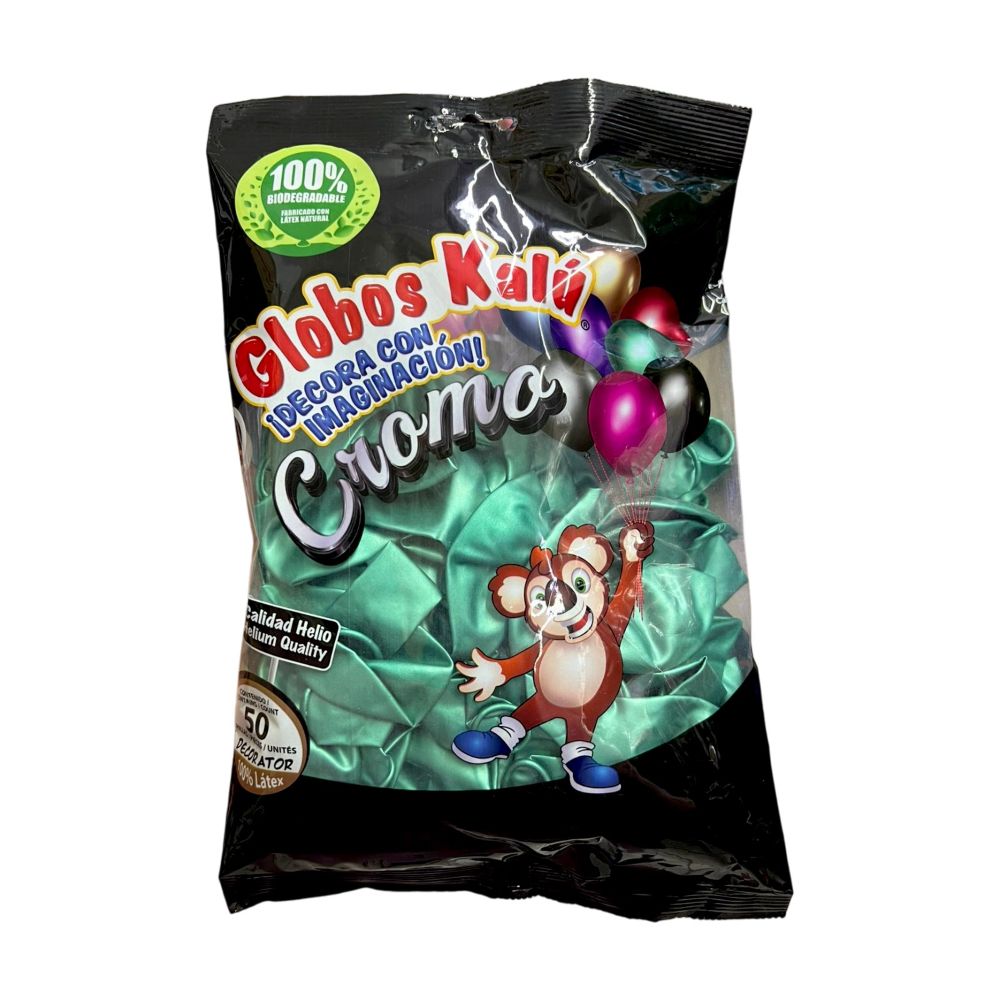 [7502322470477] GLOBO KALU VERDE BANDERA CROMO METALICO #9 C/50PZAS