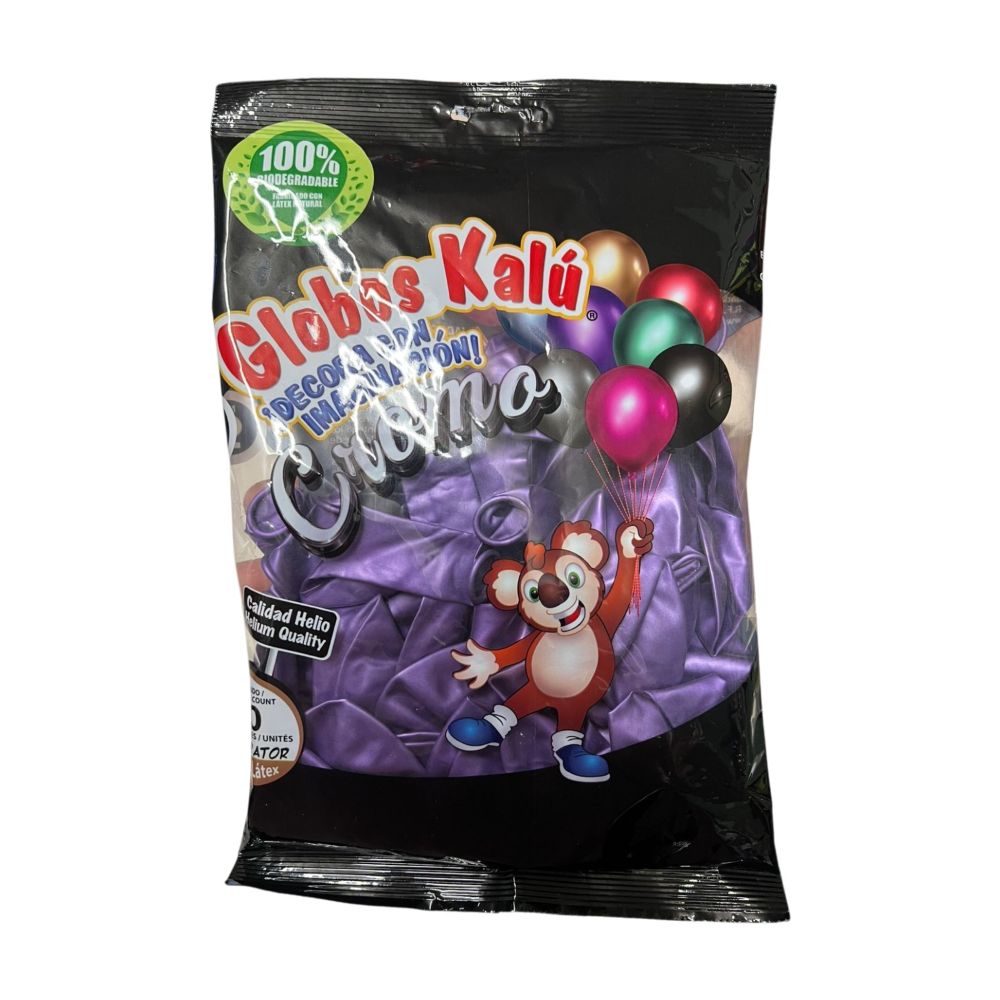 [7502322470538] GLOBO KALU MORADO CROMO METALICO #9 C/50PZAS
