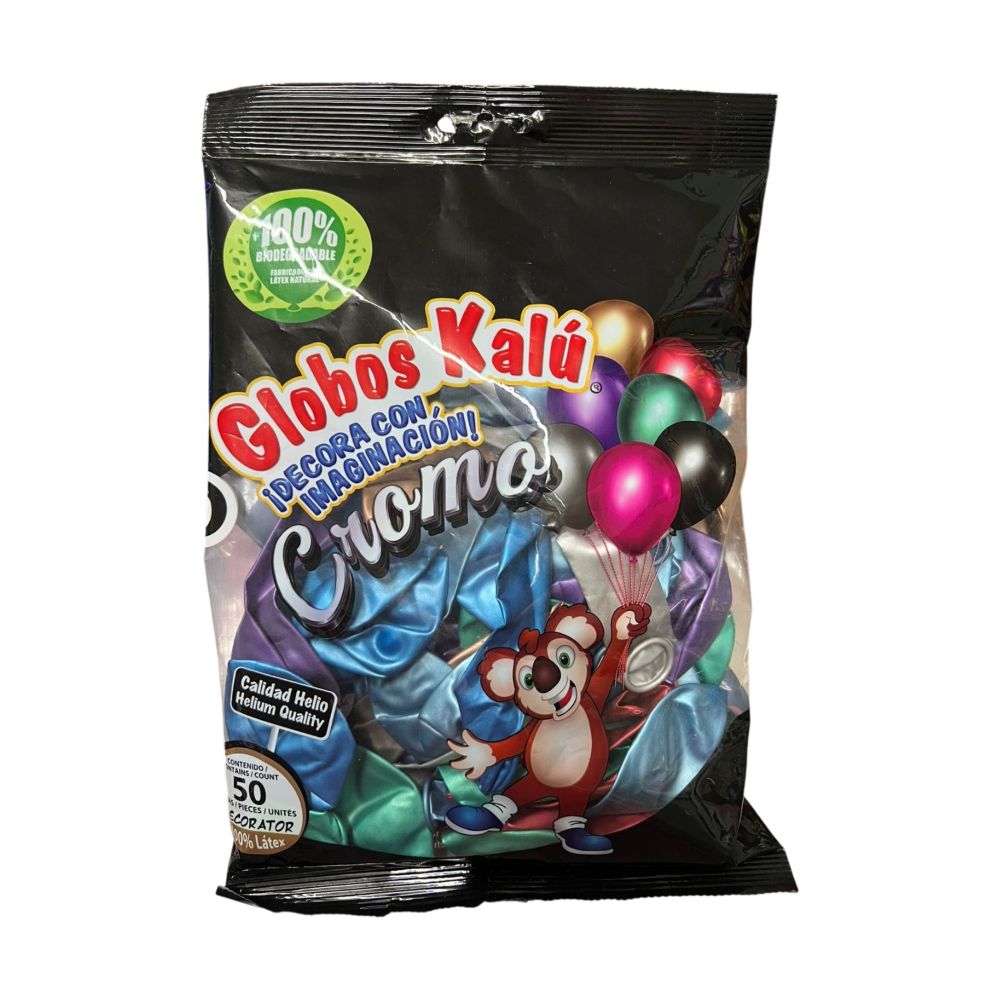 [7502322470651] GLOBO KALU SURTIDO CROMO METALICO #9 C/50PZAS