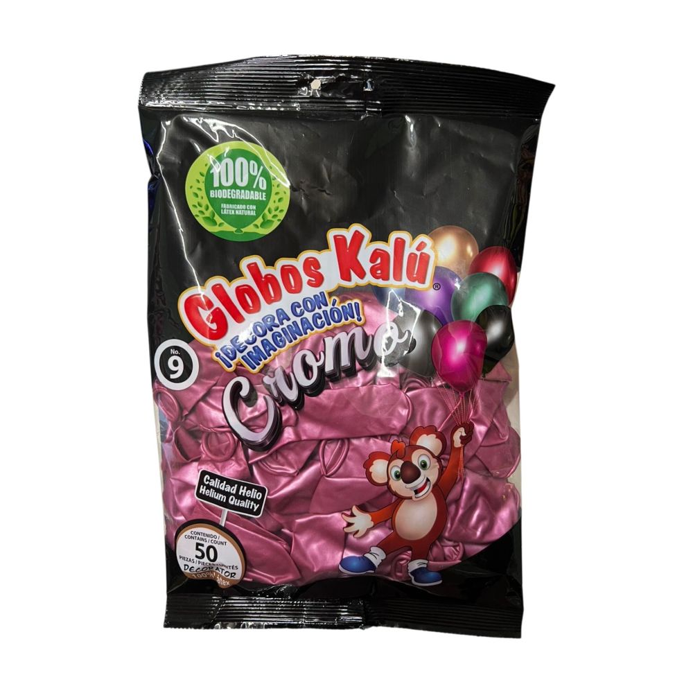 [7502322470955] GLOBO KALU FUCSIA CROMO METALICO #9 C/50PZAS